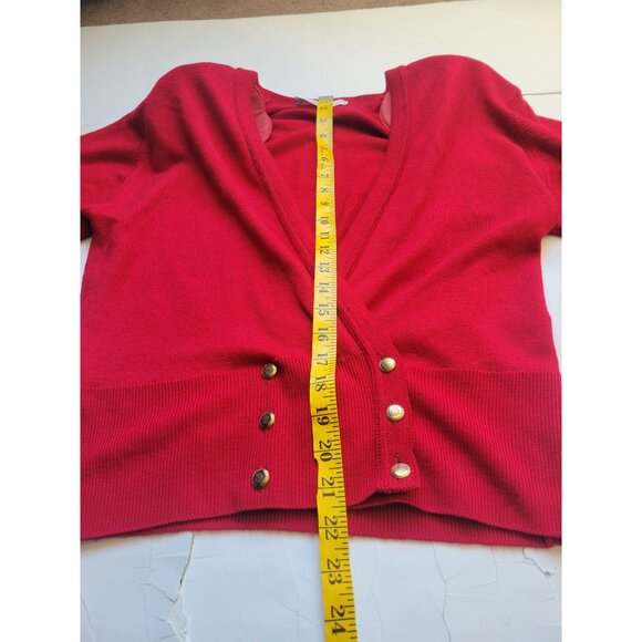 Vintage St. Michael Red Wool Long Sleeve Cardigan Buttoned Waist Size 42 (XL) - Picture 11 of 12